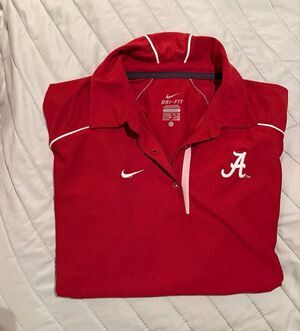 Nike Women's XL Alabama Crimson Tide NCAA Dri-FIT Polo Shirt White Short Sleeve